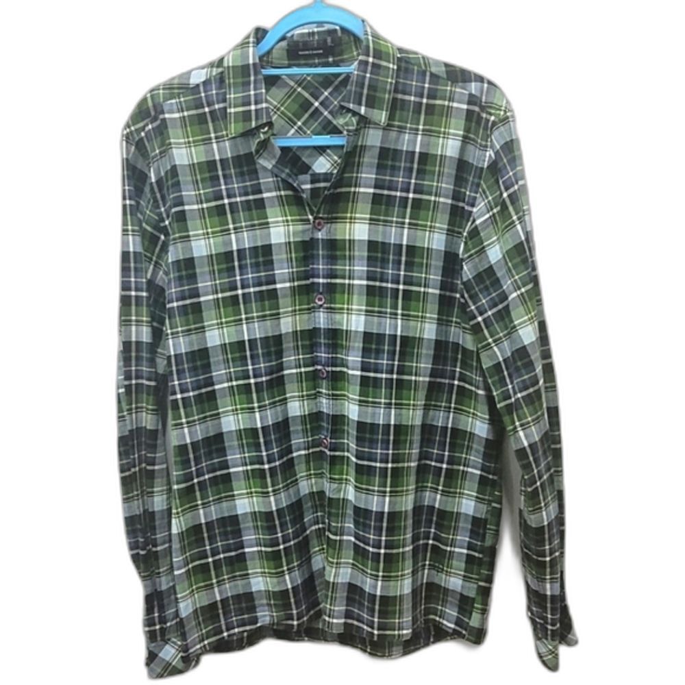 SAMSOE and SAMSOE mens Button Down Plaid long sleeve shirt Lightweight